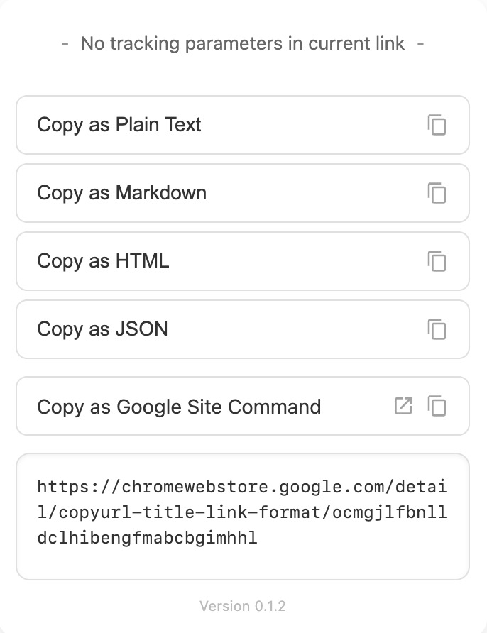 CopyURL Extension Screenshot
